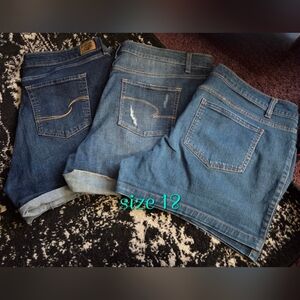 Set Of Three, Women's Blue Denim Shorts - Size 18